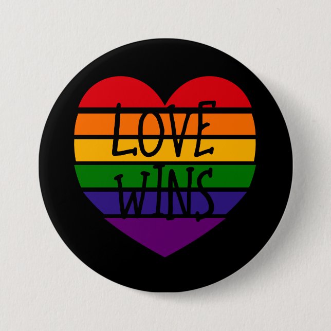 Love Wins Rainbow Heart Button (Front)