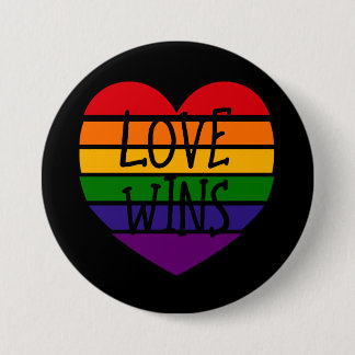 Love Wins Rainbow Heart Button
