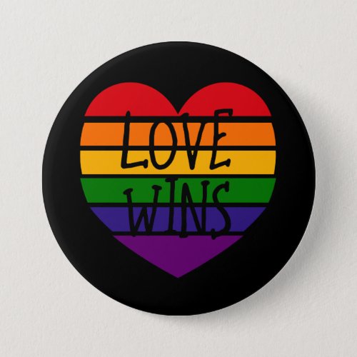 Love Wins Rainbow Heart Button