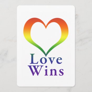 Love Wins Rainbow Heart Invitation by erinphotodesign at Zazzle