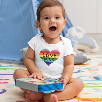 Love Wins Rainbow Heart Pride Month Baby Bodysuit by RandomLife at Zazzle