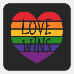 Love Wins Rainbow Heart Square Sticker