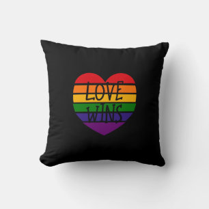 Love Wins Rainbow Heart Throw Pillow