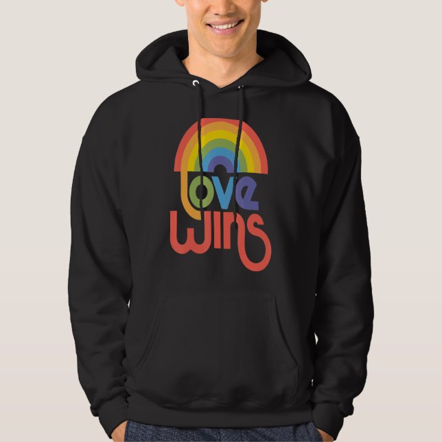 Love Wins Rainbow Paint Typographic Hoodie (Front)