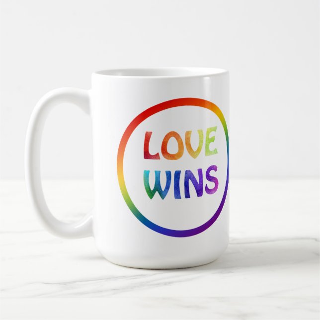 Love Wins Rainbow Pride Coffee Mug (Left)