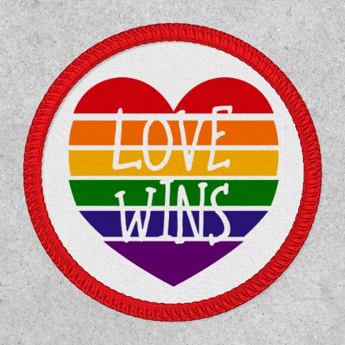 Love Wins Rainbow Pride Heart Iron On Patch