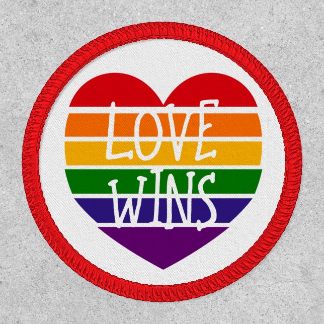 Love Wins Rainbow Pride Heart Iron On Patch (Front)