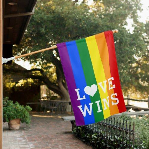 Love Wins Rainbow Pride House Flag