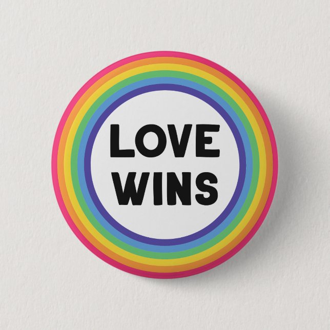Love Wins Rainbow Pride Inspirational  Button (Front)
