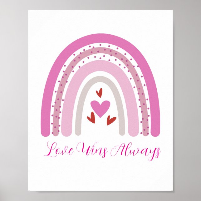 Love Wins Rainbow Pride Inspirational Wall Art (Front)