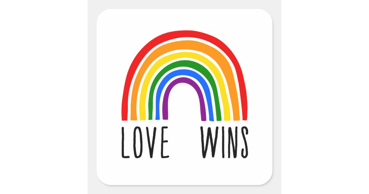Love wins rainbow square sticker Zazzle