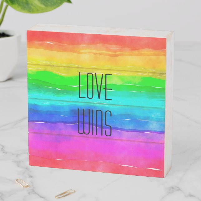 Love Wins Rainbow Wooden Box Sign (In Situ Horizontal)