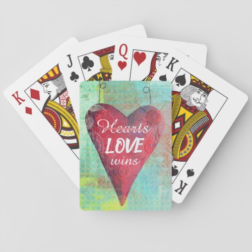 Love Wins Red Valentines Heart Playing Cards