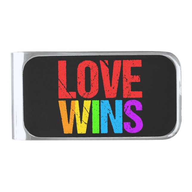 LOVE WINS SILVER FINISH MONEY CLIP (Front)