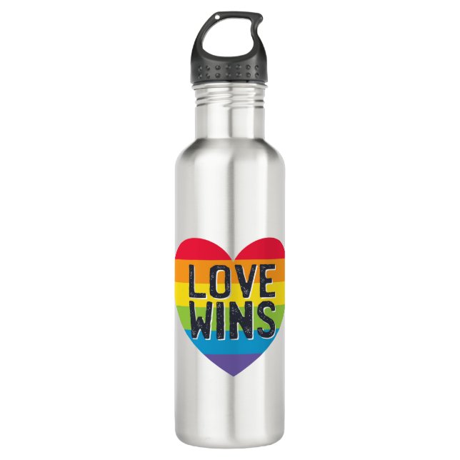 Love Wins Stainless Steel Water Bottle (Front)