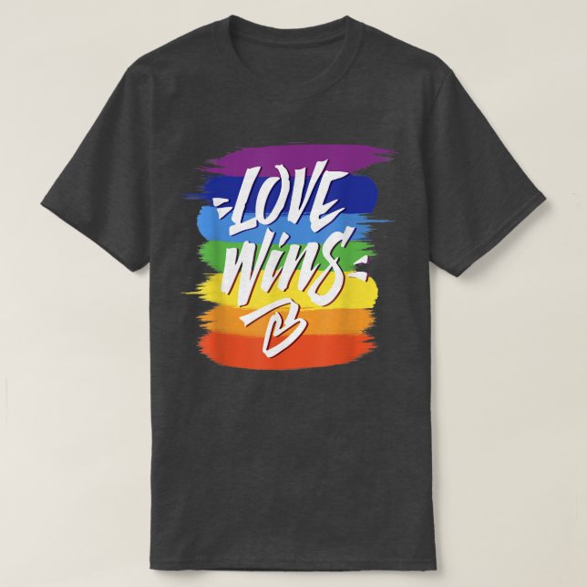 Love Wins T  Lesbian Gay Pride Rainbow Pride LGBT  T-Shirt (Design Front)