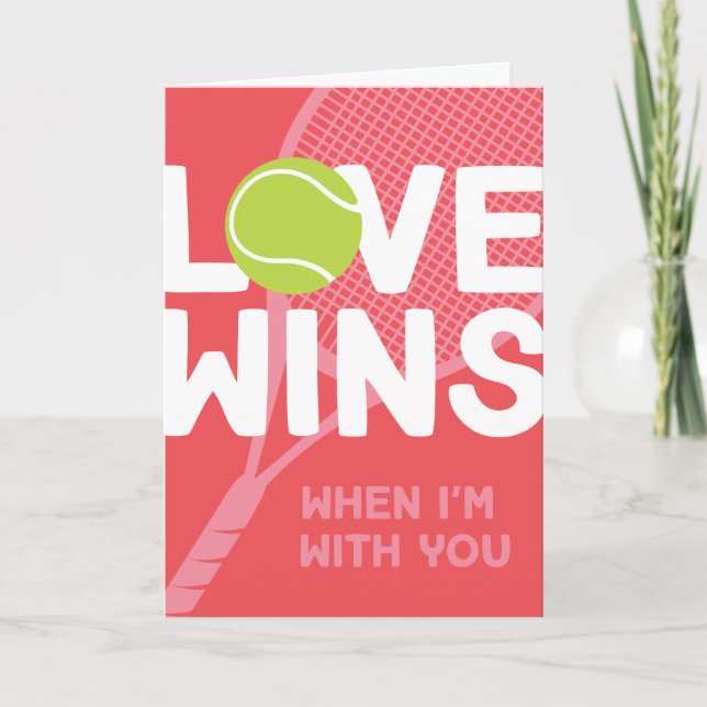 Love Wins Tennis Match Valentine's Day Card (Front)
