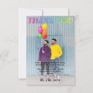 Love Wins Watercolor Rainbow Photo Thank You Card