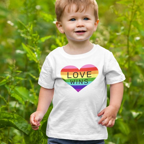 Love Wins White Rainbow Heart Pride Month Baby T_Shirt