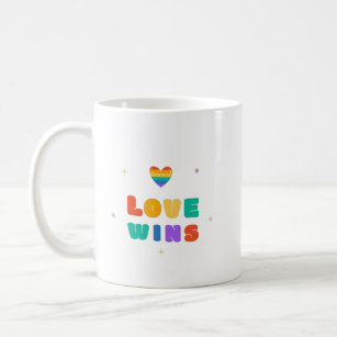 Love Wins with a Rainbow Heart   Two-Tone Coffee M Coffee Mug