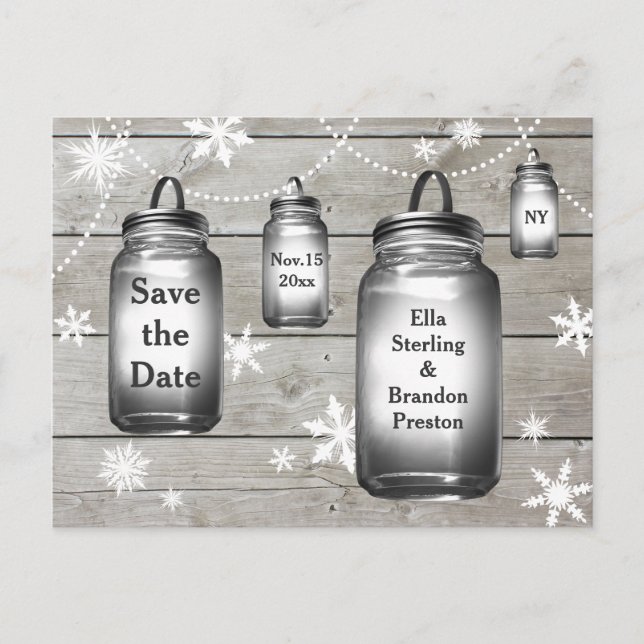 Love Winter Barn Weddings Save the Date Announcement Postcard (Front)
