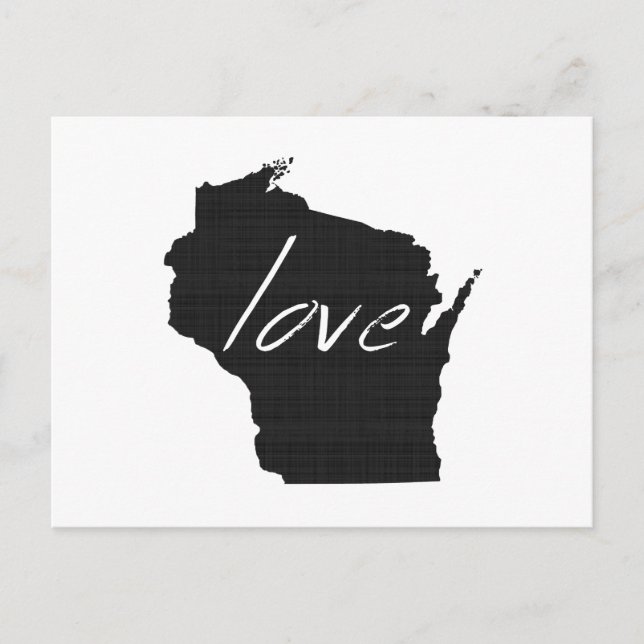 Love Wisconsin Map Shaped Antique Black Chalkboard Postcard (Front)