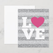 Love with a bright pink heart and Silver Glitter (Front/Back)