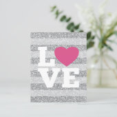 Love with a bright pink heart and Silver Glitter (Standing Front)