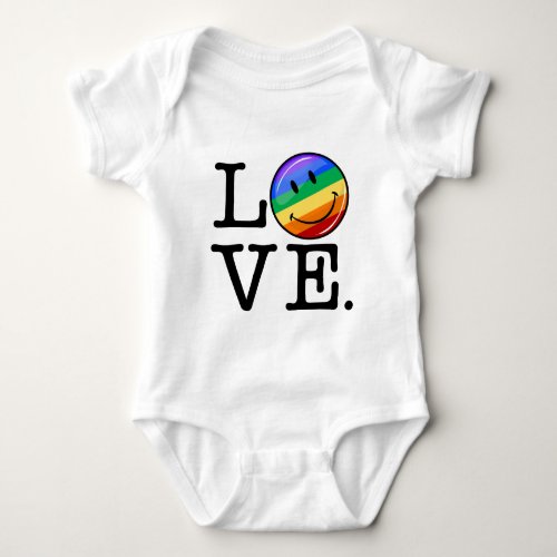 Love With A Happy Rainbow Flag Gay LGBT Baby Bodysuit