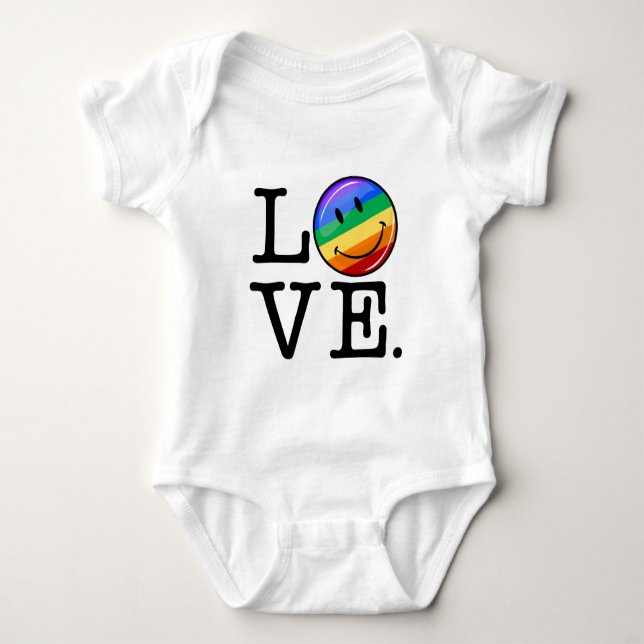 Love With A Happy Rainbow Flag Gay LGBT Baby Bodysuit (Front)