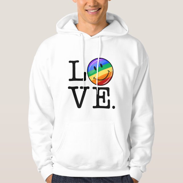 Love With A Happy Rainbow Flag Gay LGBT Hoodie (Front)