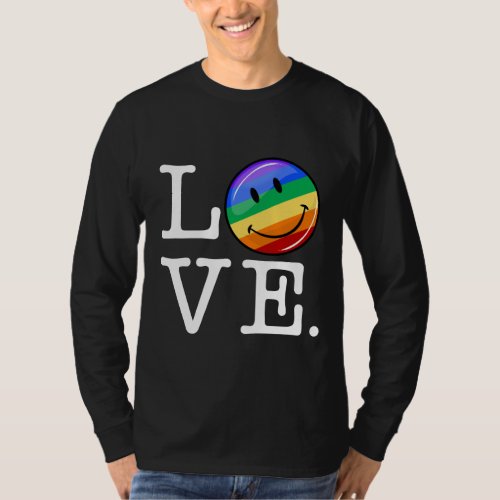 Love With A Happy Rainbow Flag Gay LGBT T_Shirt