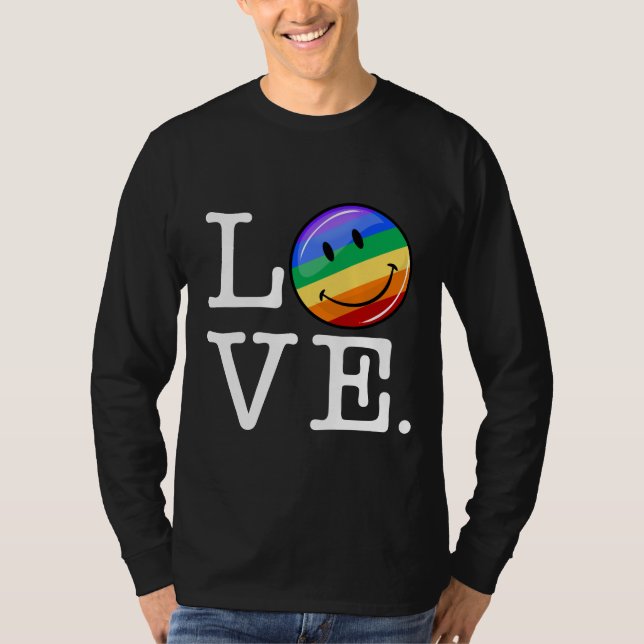 Love With A Happy Rainbow Flag Gay LGBT T-Shirt (Front)