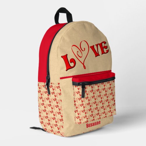 Love With A Heart Personalized Printed Backpack