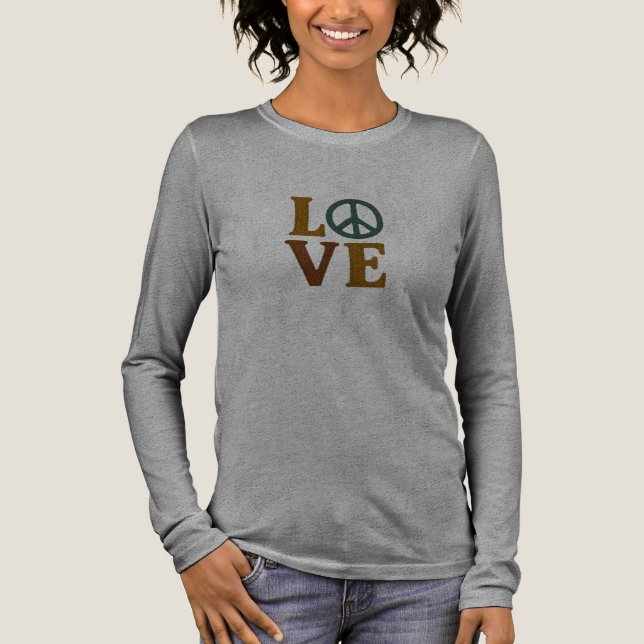 Love with a Peace Sign Unisex Embroidered Look Tri-Blend Shirt (Front)