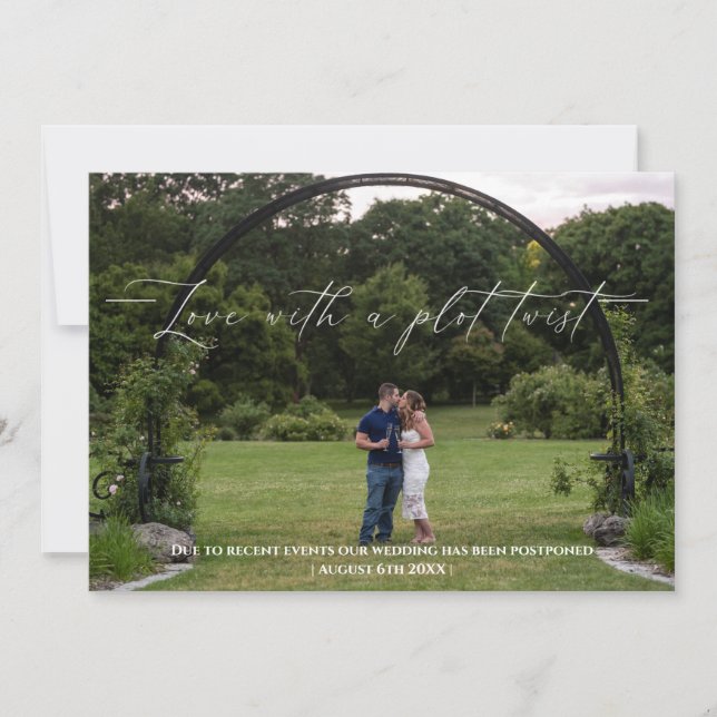 Love With  A Plot Twist Change The Date Invitation (Front)