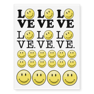 Love With A Smile Classic Happy Face Temporary Tattoos