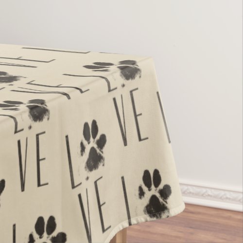 Love with  Brown Grunge Pet Paw Print Pattern Tablecloth