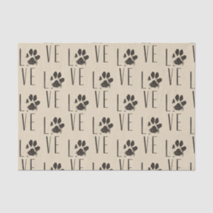 Love with Brown Grunge Pet Paw Print Pattern Tissue Paper