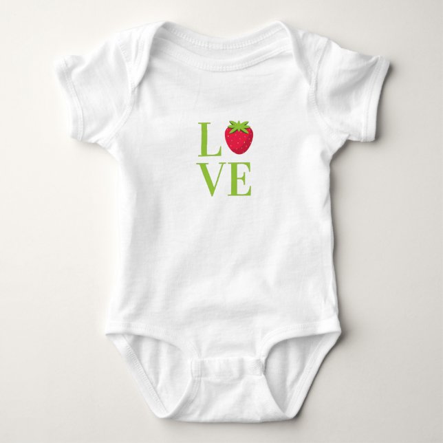 LOVE with Cute Strawberry Baby Bodysuit (Front)