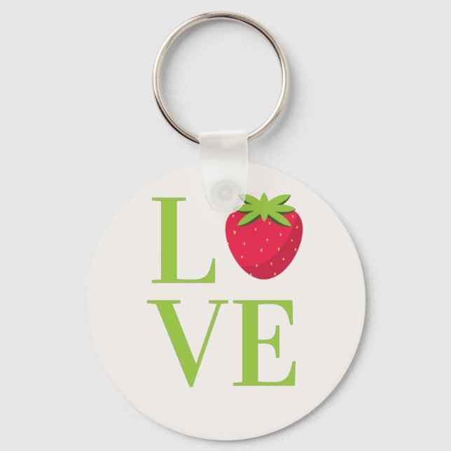 LOVE with Cute Strawberry  Keychain (Front)
