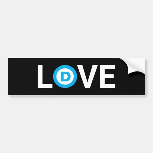 Love with democratic logo on black bumper sticker