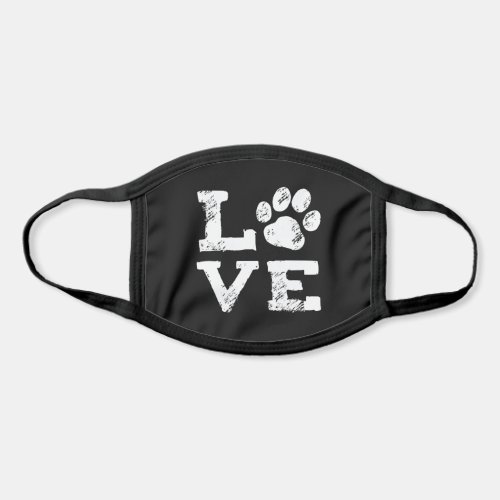 LOVE with Dog Paw Print Black and White Face Mask