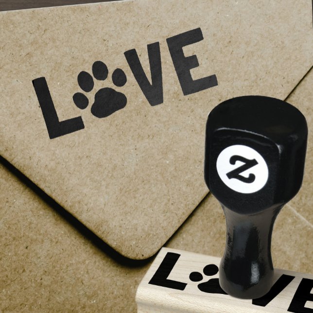 LOVE with Dog Paw Print Rubber Stamp (Creator Uploaded)