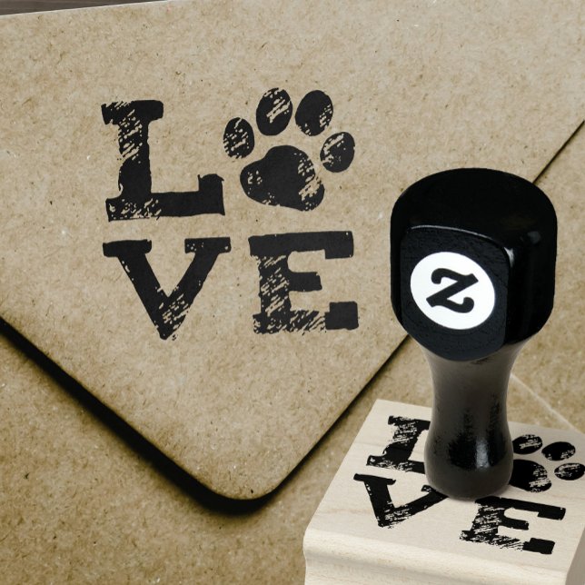 LOVE with Dog Paw Print Rubber Stamp (Creator Uploaded)