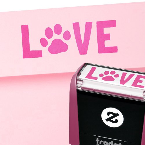 LOVE with Dog Paw Print Self_inking Stamp