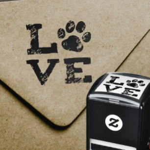 LOVE with Dog Paw Print Self-inking Stamp