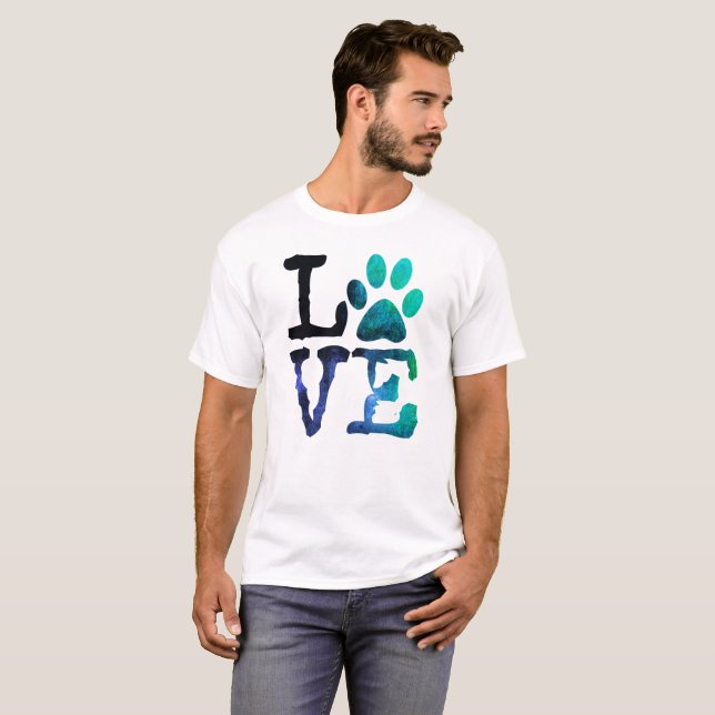 Love, with Dog Paw Print Shirt (Front Full)