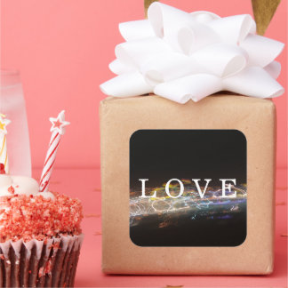 LOVE with Electrical Lights Square Sticker