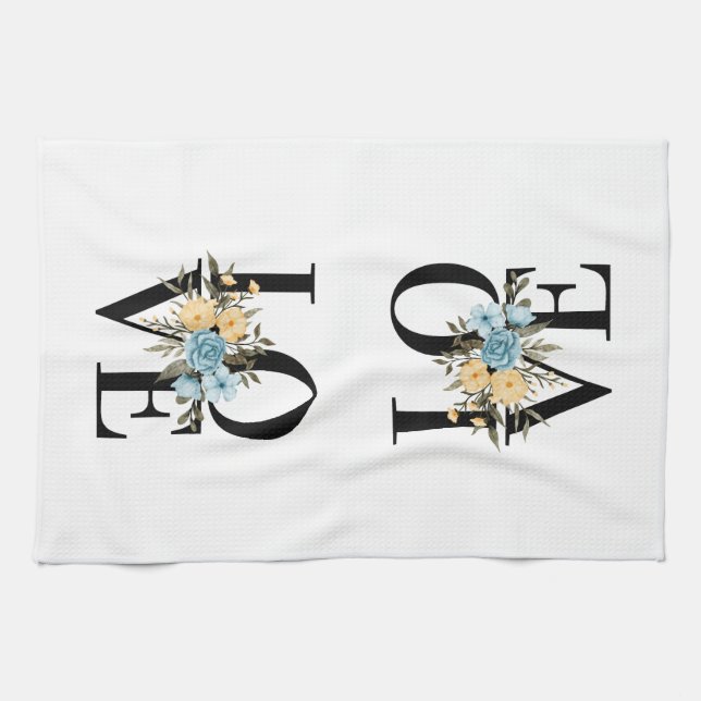 Love With Flowers Design Kitchen Towel (Horizontal)